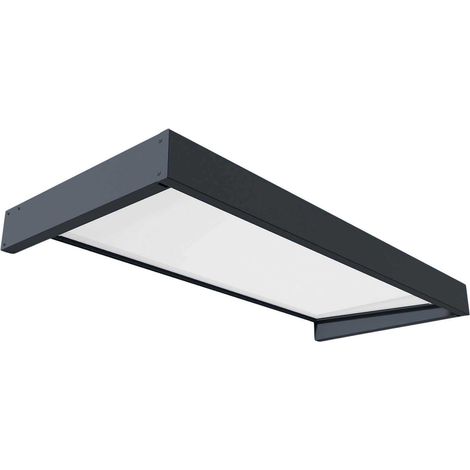 Palram - Canopia – Marquise de porte Sophia 215 x 95 cm – Panneau 4 mm résistant aux chocs – Aluminium laqué gris anthracite – Gouttière intégrée