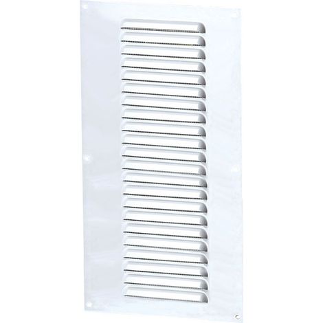 Grille aération rectangle 150x350mm 96cm2 - Alu blanc + anti-insecte - Winflex