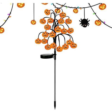 Guirlandes lumineuses solaires d'Halloween pour l'extérieur Lumière chaude, résistantes aux intempéries, à piquer Branches de citrouille, alimentées par l'énergie solaire Idéales pour jardin, terra (1/5)