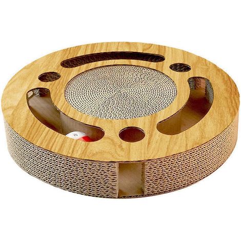 Tapis à griffer pour chat, planche à griffer ondulée, jouet rond et robuste (1/4)