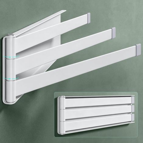 Mai & Mai Porte-Serviettes sans Perçage Autocollant Support Mural Rotatif en Acier au Carbone Étagère Magnétique pour Machine à Laver pour Salle de Bain Étagère Douche Blanc Mat 24×23,2×6 CM Folda-02