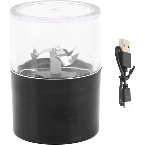 Elektrische Gewürzmühle mit Edelstahlklingen, USB-aufladbar, tragbar, für Gewürze, Kräuter und Zigaretten (schwarz)