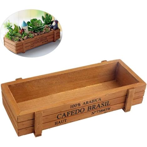 Outdoor Planter, Wooden Table, Rectangular Pot Mixed Succulent Box Storage Box – 22 x 8.5 x 4.5 cm (1/5)