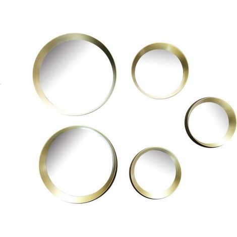 LIA SET 5 SPECCHI DIAMETRI ASSORTITI CON CORNICE PLASTICA ORO (1/2)