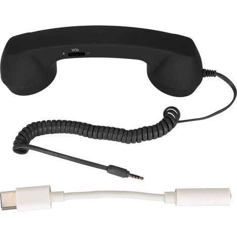 Téléphone portable USB-C de style vintage, résistant aux radiations, avec connecteur 3,5 mm pour smartphones, couleur noire. (1/5)
