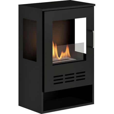 Camino a Bioetanolo Autoportante con Bruciatore da 0.9L e Durata 3.3 Ore, 44x28x68 cm, Nero (1/5)