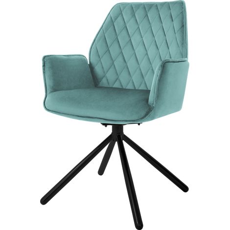 ML-Design Sedia da Sala da Pranzo in Velluto Verde Salvia Poltrona Girevole a 180 ° Imbottita con Gambe in Metallo Sedia da Soggiorno con Braccioli e Schienale Poltroncina Ergonomica Sedia da Cucina