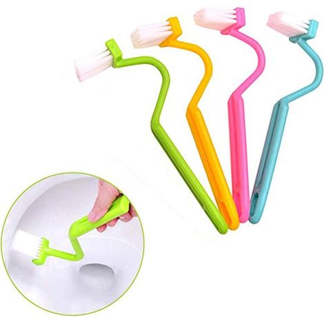 Brosse de toilette portable avec design incurvé en V, manche en plastique léger pour un nettoyage facile et efficace de la salle de bain (1/5)