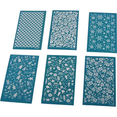 Lot de 6 pochoirs en silicone pour argile polymère, kit d'impression DIY durable avec écran de sérigraphie (1/5)