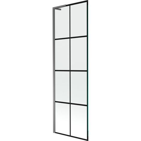 Mexen Next L mampara de bañera de 1 hoja 60 x 150 cm, cuadrícula negra, metal ahumado - 895-060-000-03-77-95 (1/5)