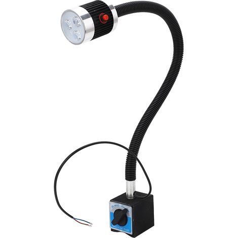 Lampe LED pour machine-outil, flexible à col de cygne, base magnétique, lumière blanche douce haute luminosité, éclairage pour tour CNC, AC220V, 3W, usage atelier, 1 pièce. (1/5)