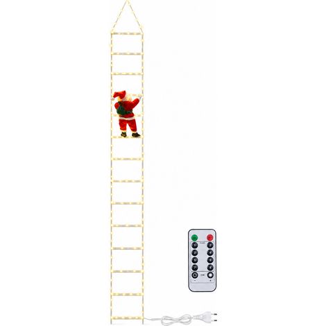 Décoration lumineuse de Noël — Père Noël grimpant à une grande échelle, télécommande (1/5)