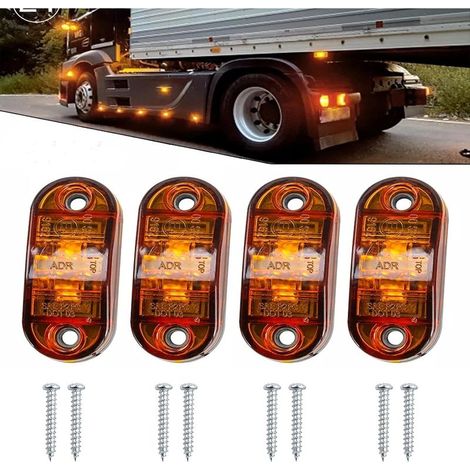 Juego de 4 luces LED de posición laterales impermeables para remolque, furgoneta, caravana, camión, barco 12V/24V (amarillas) (1/4)