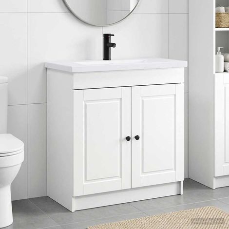 vidaXL Badezimmermöbel-Set Weiß 78,5 x 37,5 x 81 cm Holzwerkstoff (1/5)