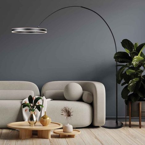 [GEBRAUCHT] B-Ware Steinhauer Stehlampe Ringlux moderne Lampe dimmbar schwarz 215cm Höhe 50cm Ø (1/2)
