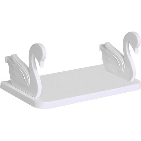 Etagere Murale Sans Perçage - Support Forme De Cisne Pour Salle De Bain Cuisine Chambre - Charge Maximale 5 Kg - Fixation Adhésive Renforcée - 1 Pièce (1/2)