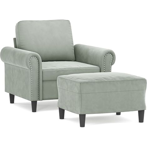 Maison Exclusive - Sessel mit Hocker Hellgrau 60 cm Samt
