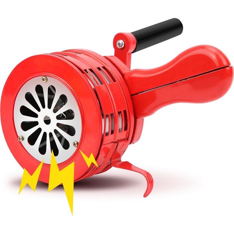Sirène portable à manivelle 120 dB en métal rouge, alarme manuelle (1/5)