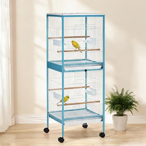 Cage pour oiseaux bleu clair en acier 130,8 x 127 x 355,6 cm (1/5)