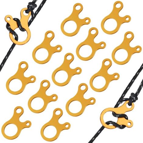 Tendeur de Corde, 12 pièces Tendeur de Corde Camping en Alliage d'Aluminium, Tendeurs Ajusteur de Corde, Tendeur de Tente, Corde Boucle (1/5)