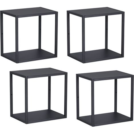 Juego de 4 estantes de pared de acero negro 28 x 28 x 20 cm 030010660 (1/5)