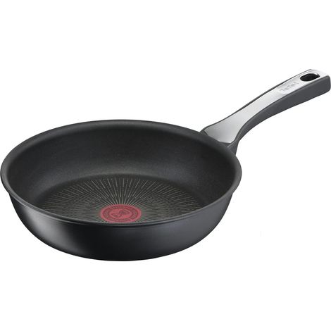 Tefal Unlimited On G25904 Padella da 24 cm con rivestimento antiaderente in titanio antigraffio e segnale termico, senza PFOA, adatta per tutti i piani cottura, anche per fornelli a induzione, nero (1/4)