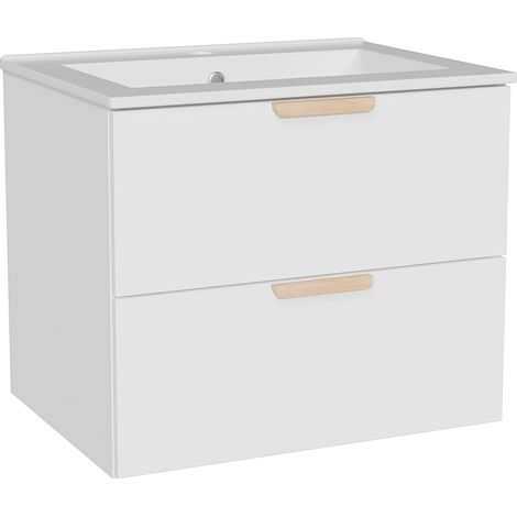Mobile bagno sospeso con lavabo da incasso Bianco L60 cm – AVORELI