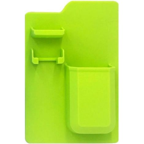 Organisateur Salle De Bain - Silicone Auto-adhérent - Pour Lavabo Miroir Carrelage - 21 x 14.7 x 3.5 cm - Vert (1/4)