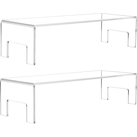 Espositori in acrilico trasparente da 2 pezzi, ripiani rettangolari spessi 5 mm, 30×12,7×8,4 cm, supporti per espositori per personaggi pop, cupcake, gioielli, profumi, giocattoli (1/5)