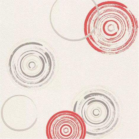 Home Style Circle Textured Wallpaper Red Vinyl Washable Paste The Wall
