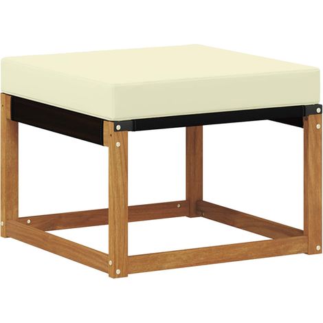 Outdoor-Fußhocker Massivholz Akazie und Textilene Stoff Natur vidaXL