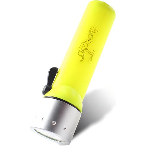 Lampe sous Marine,Lampe de Plongée,Interrupteur Magnétique,10 m sous l'eau, Avec lanière,Convient pour la Pêche de Nuit,la Plongée Sous-Marine,le Vélo de Nuit,la Randonnée de Nuit (Jaune fluorescent) (1/5)
