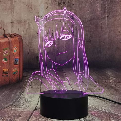 MINKUROW Zero Two Figure Anime Lampada Nightlight Manga Led Nightlight Multicolor Change Usb Battery Table Lampara Kids Child Girls Bedroom Decor Light Manga Toy (1/5)