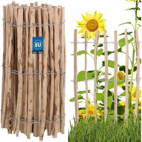 KOTARBAU® Ganivelle, Clôture Bois 0,8 x 5m, Bordure Bois Jardin, Noisetier, Clôture Bois Exterieur, Ganivelle Chataignier, Espacement Piquets 3-4 cm, Bordure Jardin Exterieur Bois, Naturel (1/5)