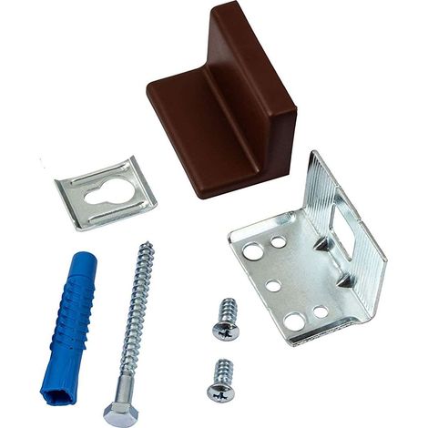 Cyclingcolors – Equerre d'assemblage en acier pour élément haut – Capacité de charge 150kg – Réglage latéral et hauteur 8mm – Cache en plastique marron (1/3)