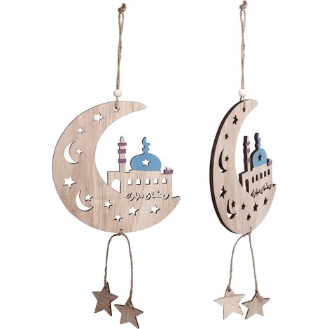 2-teiliges Mond-Hängedekor-Set zum Eid al-Fitr, handgefertigte Ornamente für die Heimdekoration JM00467 (1/5)