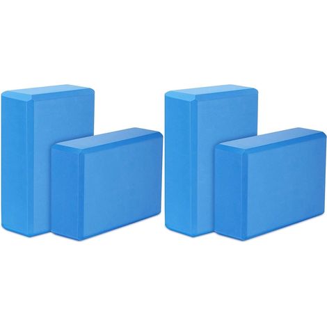 Lot de 4 blocs de yoga - 23 x 15 x 7,6 cm - Pierres d'exercice à haute densité - En mousse EVA - Respectueux de l'environnement et léger - Bleu (1/2)