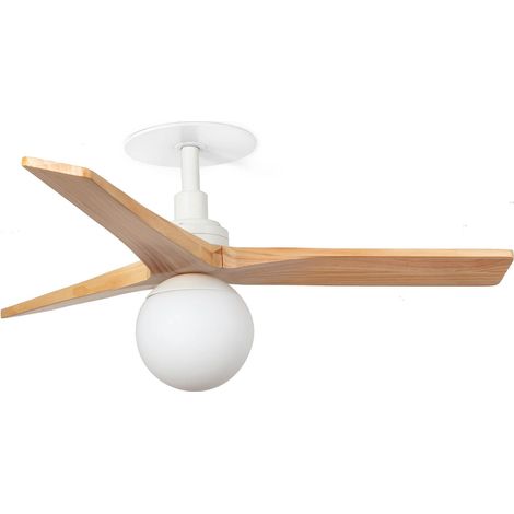 Faro Klim Ventilateur de plafond encastré Klim, petit modèle, LED, blanc mat, pales en pin (1/2)