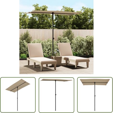 Parasol d'extérieur Jardin avec mât,Protection UV en aluminium 180x110 cm Taupe -91254 (1/5)