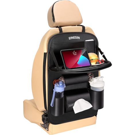 Organisateur Voiture avec Plateau pour tablette voiture siege arriere, Imperméabl Protection Siege Voiture Enfant avec table pliante, plusieurs poches Multifonction (1/5)