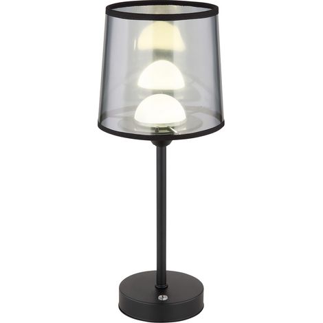Globo Lunki Lampe de table avec abat-jour rond conique noir mat LED à intensité variable 2700-4000 K variateur tactile