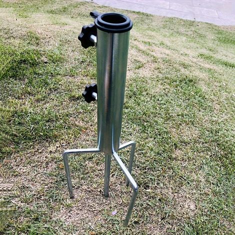 Anse robuste pour parasol de terrasse avec 4 piquets et base réglable, idéale pour les parasols, drapeaux et cannes à pêche. (1/5)