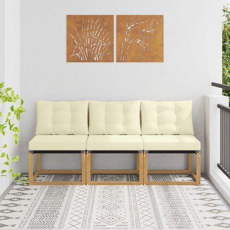 vidaXL 3 Piece Outdoor Middle Sofa