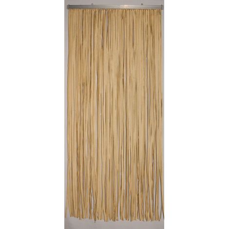 Rideau de porte à lanières en papier tressé 90 x 200 cm – Couleur beige – Prêt à poser – Anti-insectes pour intérieur et extérieur – Confortex
