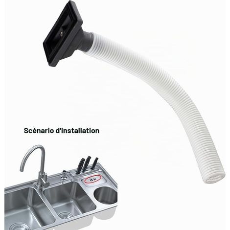Tuyau de trop-plein d'évier de cuisine PP + PVC rectangulaire pour évier de lavabo raccords de tuyau de trop-plein pour la maison accessoires de cuisine (1/5)