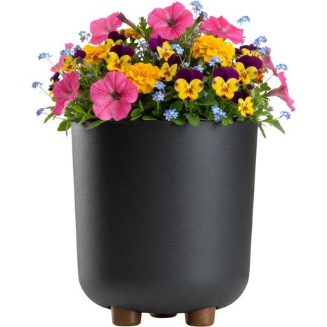 Vaso da fiori TERRA con gambe, riciclato, antracite, h21x19,3 cm