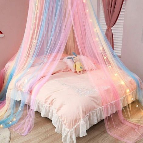 Moustiquaire de Lit - - Arc-en-ciel - Rose - Enfant - Lavable (1/5)