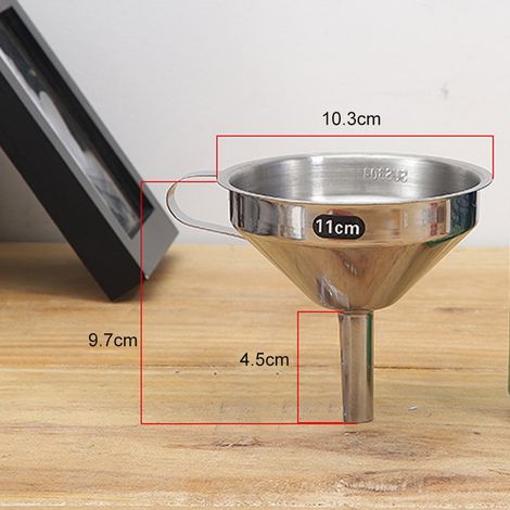 Entonnoir en acier inoxydable avec filtre, passoire de cuisine pour liquides et poudres (1/5)