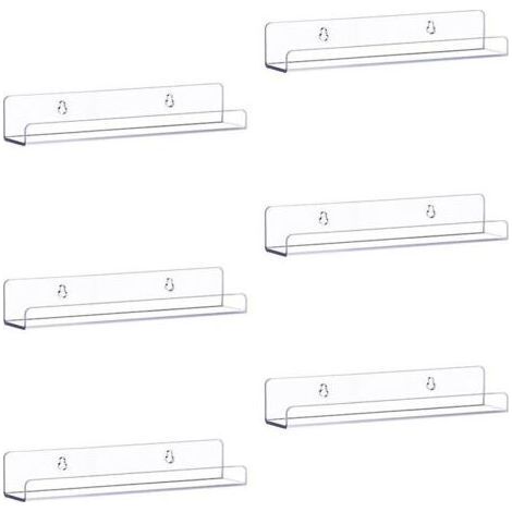 6er-Pack durchsichtige Acryl-Schweberegale für die Wandmontage, 38 cm, Wandregal für Kinder, Ausstellungsregal für Schlafzimmer, Wohnzimmer, Badezimmer, Küche (1/4)