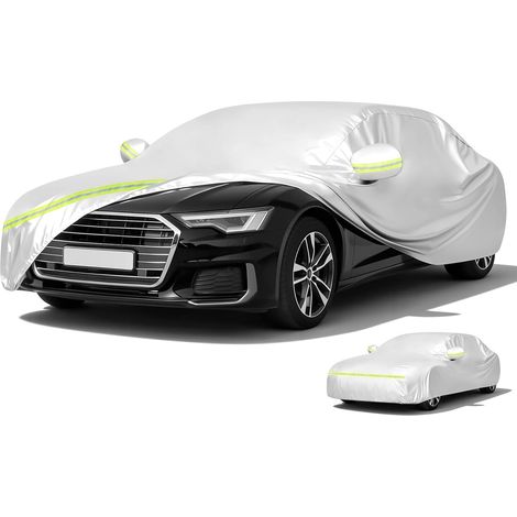 Bache Voiture, 430×180×150CM Housse Voiture Universale, Anti UV Soleil Neige Poussière, Bâche Véhicule Respirante et Étanche pour Tous Temps, Housse de Véhicule pour l'Intérieur et l'Extérieur (1/5)